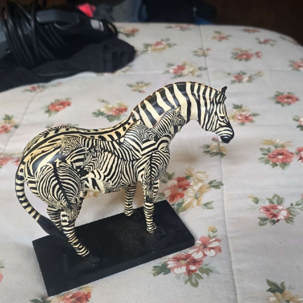 Handcrafted Zebra Figurine - Black and White